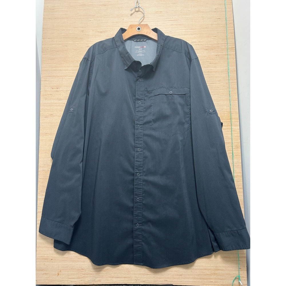 SWISS TECH Men's Long Sleeve Button Front Shirt 3XL 3XG Black Check Performance